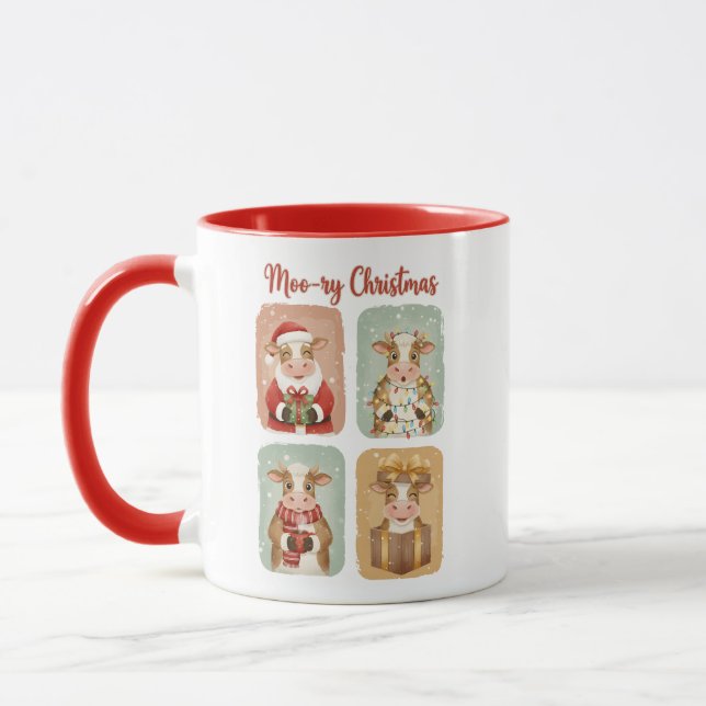 Caneca Natal de Vaca Fofa – Moo-rimês Natal (Esquerda)
