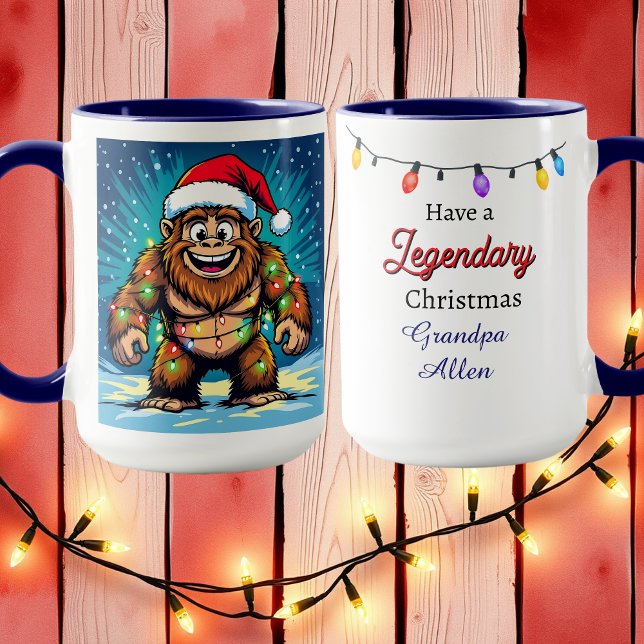 Caneca Natal Divertido Bigfoot Personalizado (Criador carregado)