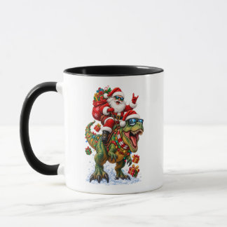 Caneca Natal divertido retrô com Papai Noel montado em T-
