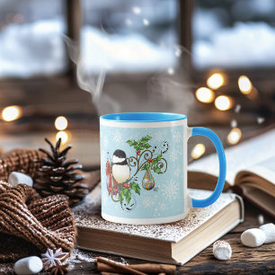 Caneca Natal do Chickadee de inverno