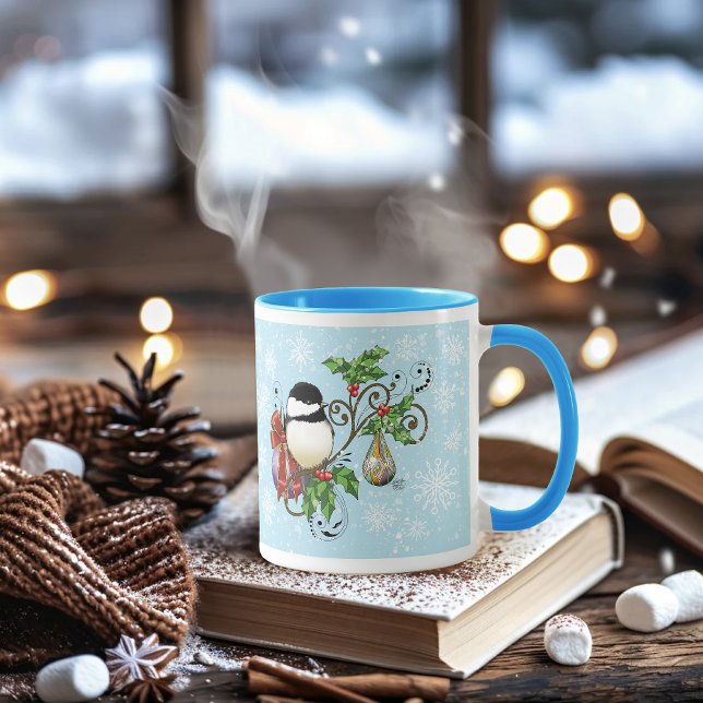 Caneca Natal do Chickadee de inverno (Criador carregado)