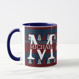 Caneca Natal do Elegante Modern Snowman Monograma