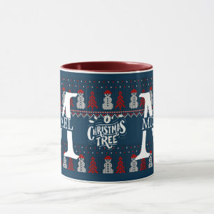 Caneca Natal do Elegante Modern Snowman Monograma