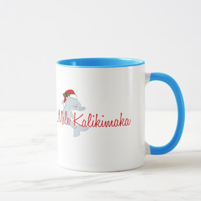 Caneca Natal do Hawaiian do golfinho do papai noel (Direita)