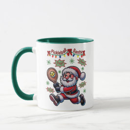 Caneca Natal do Pickleball Papai Noel