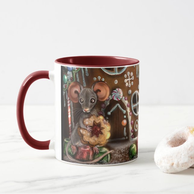 Caneca Natal do Rato de Pão-de-Genga (Com Donut)