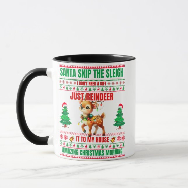 Caneca Natal Feliz Natal Para O Gift Reindeer (Esquerda)