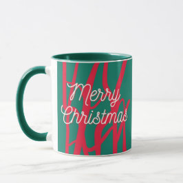 Caneca Natal Feliz Vermelho Verde Personalizado Abstrato