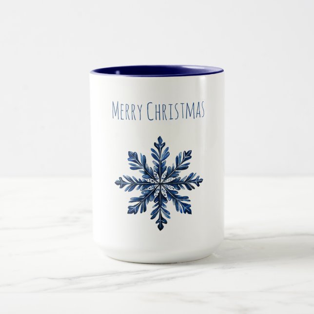 Caneca Natal Floco de Neve Azul (Centro)