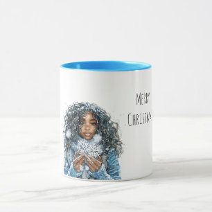 Caneca Natal Floco de Neve Feminino Preto
