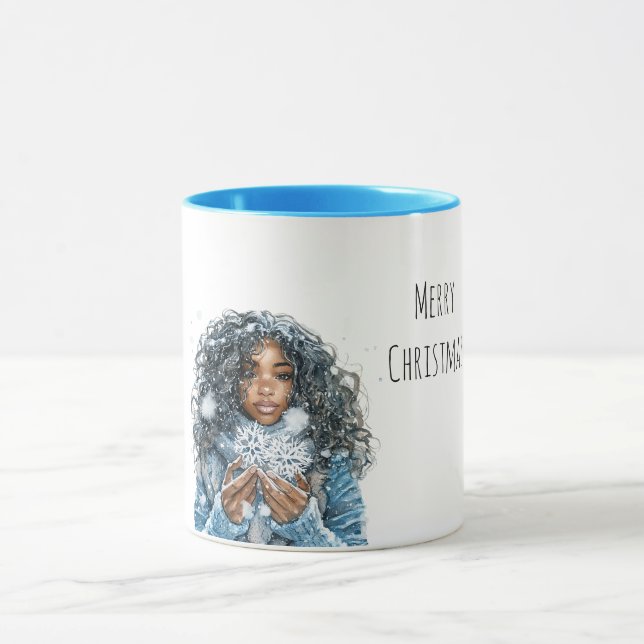 Caneca Natal Floco de Neve Feminino Preto (Centro)