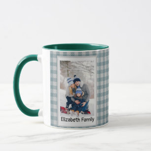 Caneca Natal Floresta Verde Xadrez Rústico Verde Foto