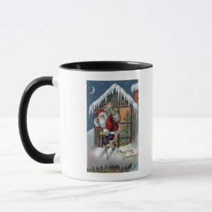 Caneca Natal GreetingSanta que escala para fora a janela