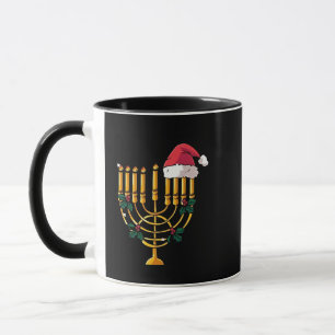 Caneca Natal Hanukkah Judaico Papai Noel Menorá