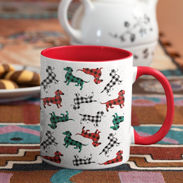 Caneca Natal Manhã Buffalo Xadrez Dachshances Café (Criador carregado)