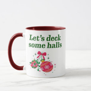 Caneca Natal moderno retrô vermelho Vamos decorar alguns