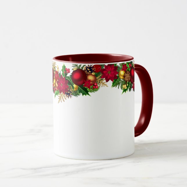 Caneca Natal Mug Holiday Garland (Frente Esquerda)