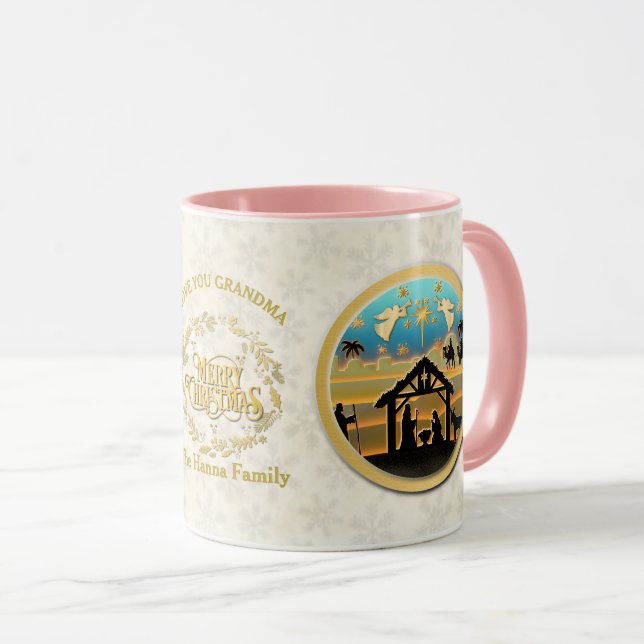 Caneca Natal Natividade e Ama Vovó (Frente Esquerda)