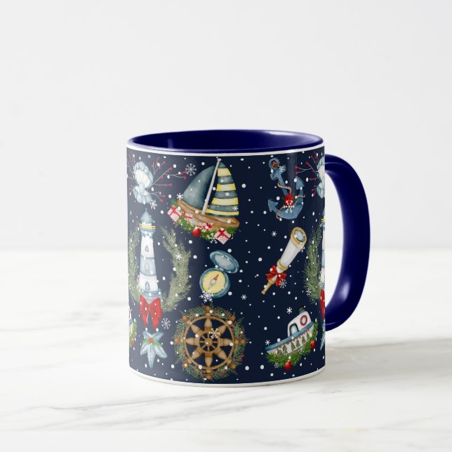 Caneca Natal náutico (Frente Esquerda)