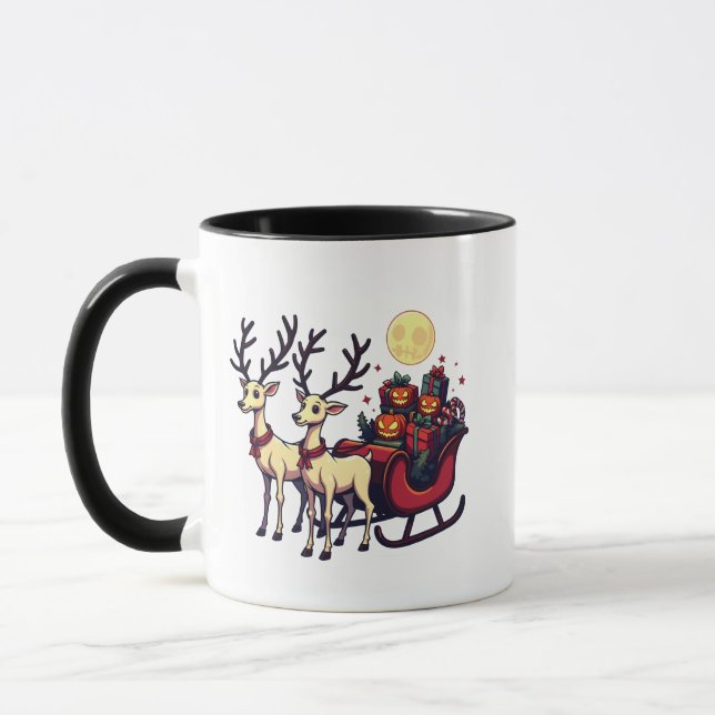 Caneca Natal no Halloween Reindeer Pumpkin Presente (Esquerda)
