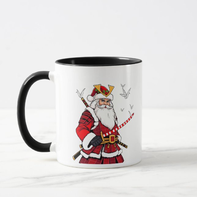 Caneca Natal Papai Noel Samurai Arte Japonesa  (Esquerda)