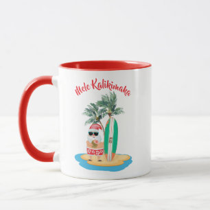 Caneca Natal para Papais noeis de surfe tropical do Mele