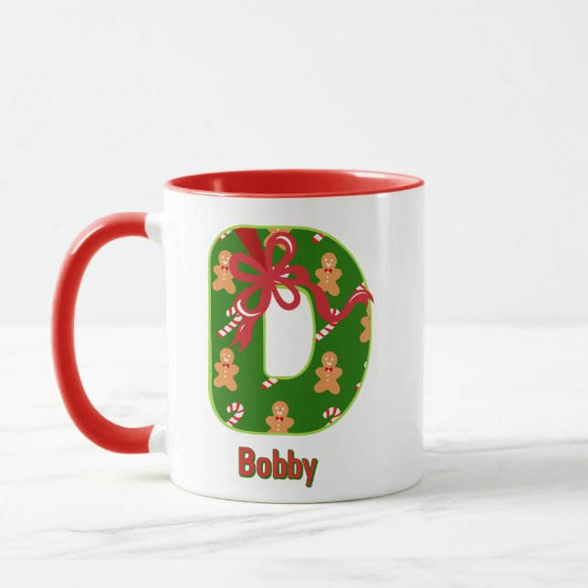 Caneca Natal Personalizado Alfabeto 'D'  (Esquerda)