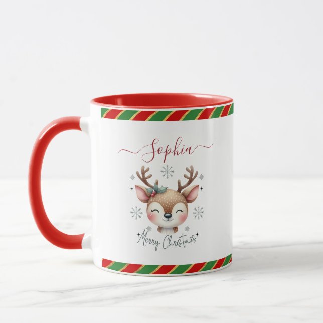 Caneca Natal personalizado com a cara de veado (Esquerda)