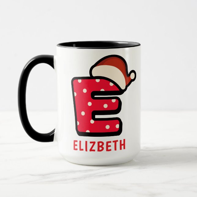 Caneca Natal Personalizado com a Letra 'E'  (Esquerda)