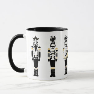 Caneca Natal preto, branco e Dourado do biscoito de moda