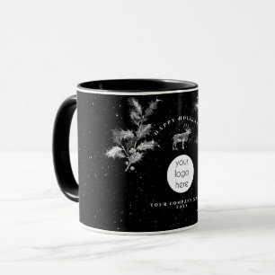 Caneca Natal Rustic Black White Holidy Business