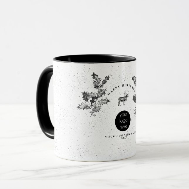 Caneca Natal Rustic Black White Holidy Business (Frente Esquerda)