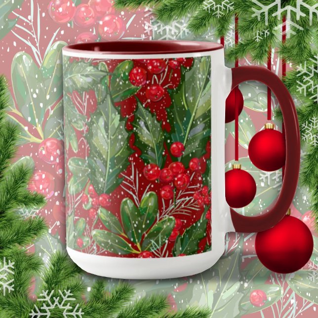 Caneca Natal Snow Holly (Criador carregado)