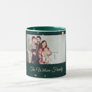 Caneca Natal verde e Dourado da noite estelar