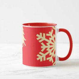 Caneca Natal Vermelho com Flocos de Neve Cream