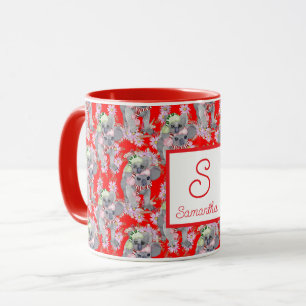 Caneca Natal Vermelho da Família Koala Personalizada
