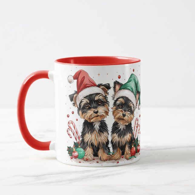 Caneca Natal Yorkshire Terrier Dogs (Esquerda)