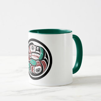 Caneca Native American Red Black Haida Art Otter Salmon