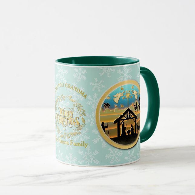 Caneca Natividade de Natal e Amo Você Vovó (Frente Esquerda)