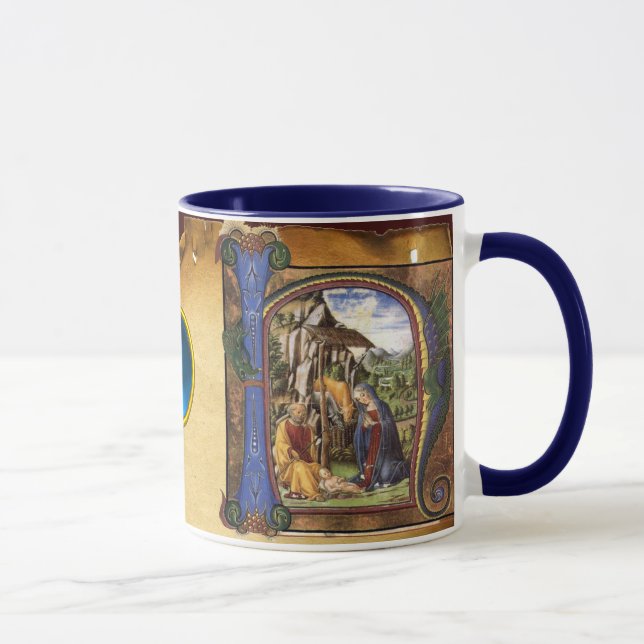 Caneca NATIVITYMONOGRAMA PARCHES DE NATAL Azul Gem (Direita)