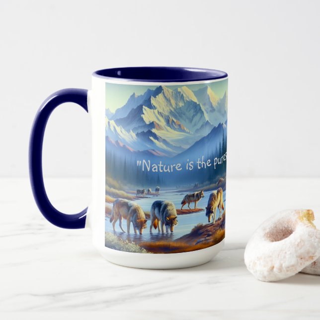 Caneca Nature Wildlife Wolves Denali Park Coffee Mug (Com Donut)