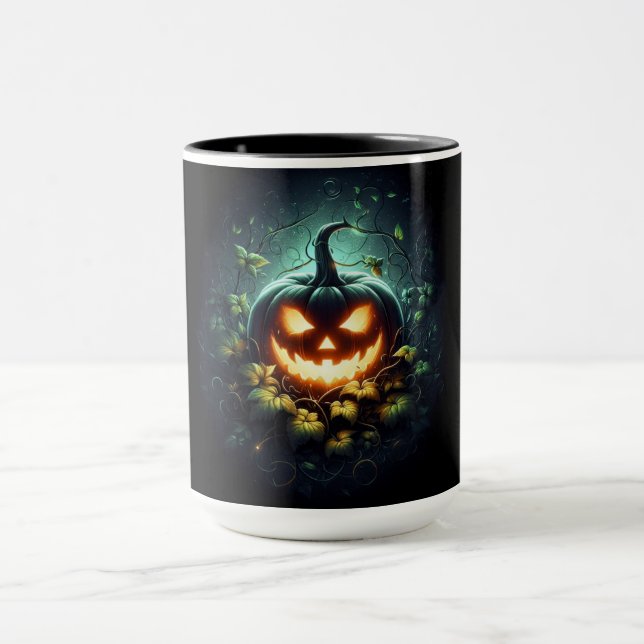 Caneca Natureza assustadora com abóbora de Halloween bril (Centro)