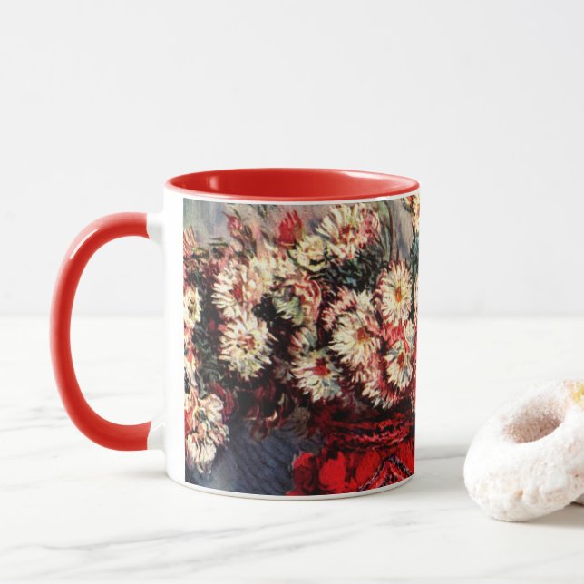 Caneca Natureza-morta com Crisântemos de Claude Monet (Com Donut)