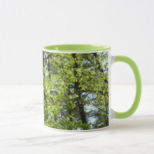 Caneca Natureza verde das folhas de bordo do primavera