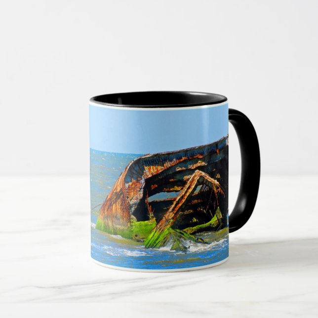 Caneca Naufrágio Abstrato Azul (Frente Esquerda)