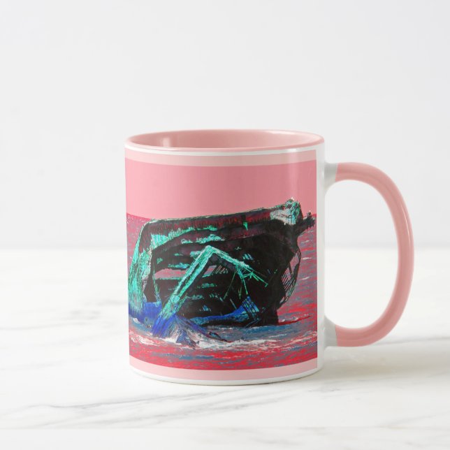 Caneca Naufrágio Abstrato cor-de-rosa (Direita)