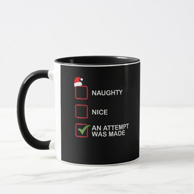 Caneca Naughty Nice Attempt Made Funny Christmas List (Esquerda)