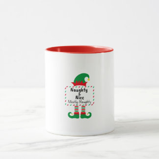 Caneca Naughty Nice Mostly Naughty Elf Funny Xmas Mug