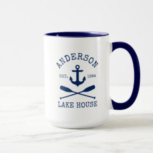 Caneca Náutica Blue Anchor Oars Lake House Large