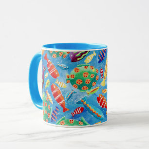 Caneca Náutica de Vida Marinha de Peixes Tropicais